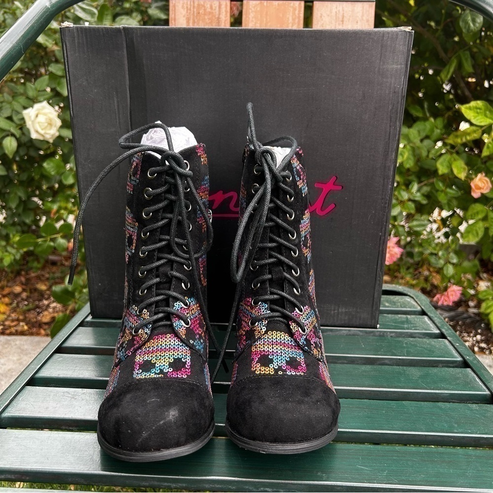 Iron fist sugar hiccup sequin combat boot